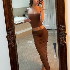 TOPSHOP CHOCOLATE SKIRT SET